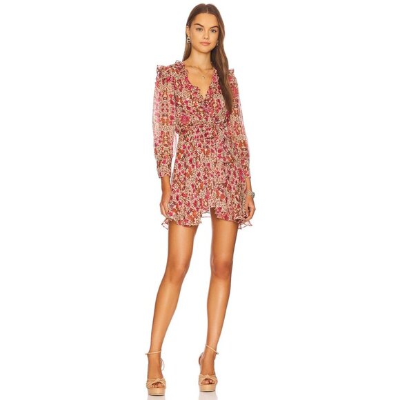 NWT Misa Los Angeles Veruka Mini Dress‎ In Pink Hibiscus Floral Print XS - Picture 1 of 11